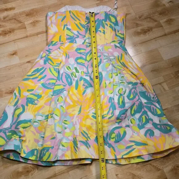 Lilly Pulitzer Strapless Silk Blend Fit & Flare Tropical Print Size 2‎ Sundress - Picture 9 of 11